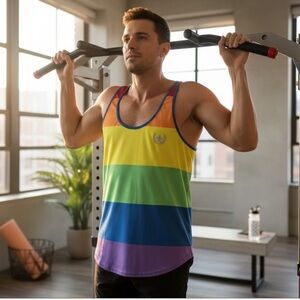 Andrew Christian Pride Rainbow Mesh Tank Top Size Medium